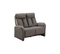 COIMBRA - Canapé Relax Electrique 2 Places New Nobuck Gris Foncé et Beige -