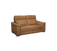 STANLEY - Canapé Relax Electrique 3 Places Tissu Peau de Pêche Cognac - Altobuy Marron
