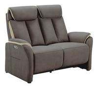 COIMBRA - Canapé Relax Electrique 2 Places New Nobuck Gris Foncé et Beige -