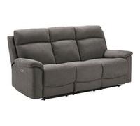 HUESCA - Canapé 3 Places Relax Electrique Tissu Gris -