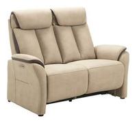 COIMBRA - Canapé Relax Electrique 2 Places New Nobuck Beige et Gris Foncé -