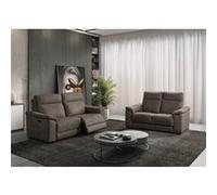 STANLEY - Canapé Relax Electrique 3 Places + Canapé 2 Places Fixe Tissu Gris Foncé - Altobuy Gris