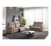 STANLEY - Canapé Relax Electrique 3 Places + Canapé 2 Places Fixe Tissu Taupe - Altobuy Gris