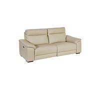 Canapé Relax Electrique 3 Places en cuir écru - STANLEY - ALTOBUY