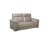 STANLEY - Canapé Relax Electrique 3 Places Tissu Peau de Pêche Taupe -