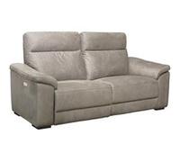 STANLEY - Canapé Relax Electrique 3 Places Tissu Peau de Pêche Taupe -