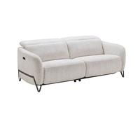 Canapé relax électrique 3 places tissu polyester beige - AMSTEN