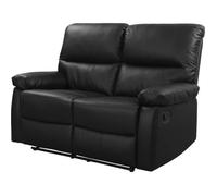 Habitat et Jardin - Canapé Relax en Simili et Tissu Lincoln 2 Places Noir - Fauteuil Relax Design Moderne - Canapé Inclinable Résistant et Confortable