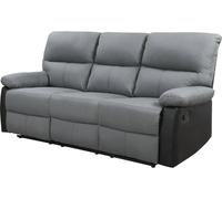 Canapé relax "Lincoln" - 197 x 89 x 103 cm - 3 places - Noir / Gris foncé