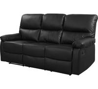 Canapé relax Lincoln - 197 x 89 x 103 cm - 3 places - Noir Noir G