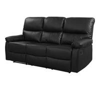 Canapé relax Lincoln - 197 x 89 x 103 cm - 3 places - Noir Noir G
