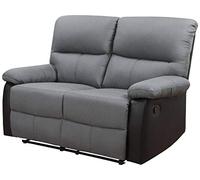 Canapé relax ""Lincoln"" - 147 x 89 x 103 cm - 2 places - Noir / Gris foncé
