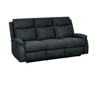 Canapé relax manuel 3 places tissu polyester microfibre gris foncé - ESKIL