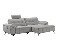 VILLALBA - Canapé Relax Méridienne droite Têtières Réglables Tissu Gris foncé -