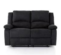 Canapé Relaxation 2 places en microfibre LEO - Noir - L143 x 93 x 96cm - LOUNGITUDE