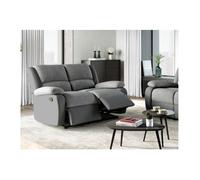 Canapé Relaxation 2 places Microfibre et Simili LEO - Gris - L143 x 93 x 96cm - LOUNGITUDE