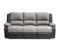 Canapé Relaxation 3 places Microfibre et Simili LEO - Gris et Noir - L193 x 93 x 96cm - LOUNGITUDE
