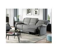 Canapé Relaxation 3 places Microfibre et Simili LEO - Gris - L193 x 93 x 96cm - LOUNGITUDE