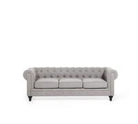 Canapé Relaxation - BELIANI - CHESTERFIELD - Tissu - Gris clair - Moelleux