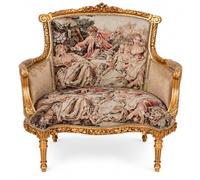Canapé Rococo « Couple Galantes » - Canapé baroque doré Gobelin Palazzo exclusif
