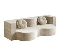 Canapé sans armature | Canapé-lit | Pas de montage nécessaire | 2 coussins | Déploiement en une seconde | 150/200 cm | Sommier rabattable | Housses amovibles et lavables | Accou(blanc,150CM)