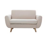 Canapé scandinave 2 places en tissu beige et bois clair PURE