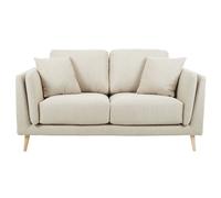 Canapé scandinave 2 places en tissu beige naturel et bois clair VOGUE