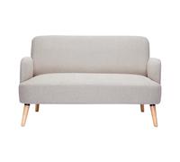 Canapé scandinave 2 places en tissu effet velours texturé beige et bois clair ISKO