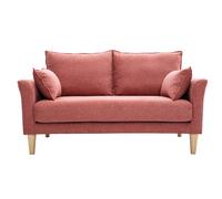 Canapé scandinave 2 places en tissu effet velours texturé terracotta et bois clair KATE