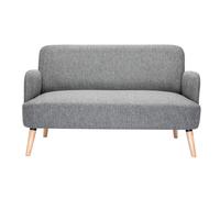 Canapé scandinave 2 places en tissu gris clair et bois clair ISKO