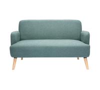 Canapé scandinave 2 places en tissu vert de gris et bois clair ISKO