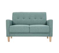 Canapé scandinave 2 places en tissu vert de gris et bois clair MOON