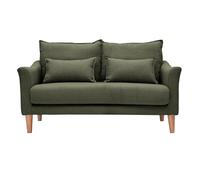 Canapé scandinave 2 places en tissu kaki et bois clair KATE