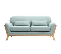 Canapé scandinave 2 places en tissu vert lagon et bois clair YOKO