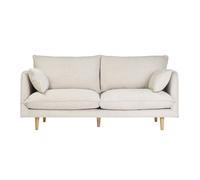 Canapé scandinave 3 places en tissu effet velours texturé beige et bois clair CLAYTON