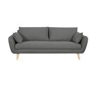 Canapé scandinave 3 places en tissu gris anthracite et bois clair CREEP