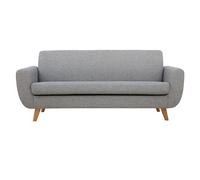 Canapé scandinave 3 places en tissu gris clair et bois clair PURE