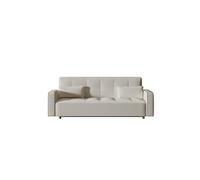 COPENHAGUE - Canapé convertible 3 places en tissu bouclette blanc