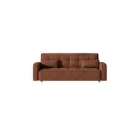 CONCEPT USINE | Canapé Convertible 3 Places COPENHAGUE Terracotta | Velours Côtelé au Toucher Doux | Style Scandinave | Couchage d'Oappoint 213x111 cm | Pieds Bois | Confort Ferme et Accueillant