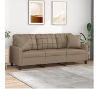 Canapé scandinave de relaxation MVS - Canapé 3 places avec oreillers cappuccino 180 cm similicuir,31,65 Kg