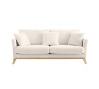 Miliboo Canapé scandinave déhoussable 3 Places en Tissu Effet Laine bouclée Blanc cassé et Bois Clair Oslo