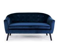 Canapé Scandinave Velours - PARIS PRIX - Lopy - Bleu - 2 places - Style Rétro & Moderne
