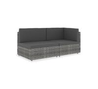 Canapé Sectionnel 2 Places Résine Tressée Gris Sofa Jardin Extérieur vidaXL