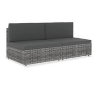 Canapé Sectionnel 2 Places Résine Tressée Gris Sofa Jardin Extérieur vidaXL