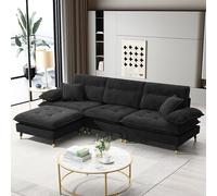 Canapé sectionnel convertible en forme de L 269,2 x 168,9 cm, ensemble de 4 tuftés avec pieds réglables bicolores, tissu nuage, mobile pour salon, appartement, bureau, 3 couleurs
