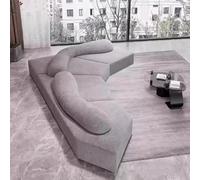 Canapé sectionnel incurvé, moderne nuage 4 places, canapé rembourré confortable avec 2 coussins décoratifs et coussins doux, idéal pour le salon ou l'appartement, 450 x 310 cm