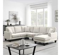 Canapé sectionnel moderne en forme de U, ensemble de canapés sectionnels en tissu à 7 places avec 3 oreillers inclus, canapé rembourré multi-personnes pour salon, chambre à coucher, bureau à domicile