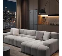 Canapé sectionnel modulaire de 330 cm avec chaise en forme de L, canapés rembourrés pour salon avec siège profond, canapés sectionnels en tissu givré pour salon, chambre à coucher C-1