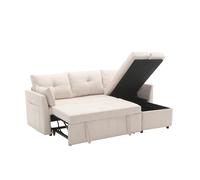 Canapé sectionnel modulaire en forme de L avec méridienne réversible et sièges de rangement grand confort, Beige