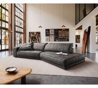 Canapé Snoosh 400x150 cm microfibre noir vintage avec méridienne à droite